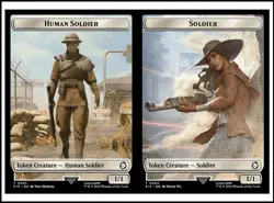 MTG - 4 x Human Soldier (0003) / Soldier (0004) Token - Playset 4x x4 - Fallout - Image 2