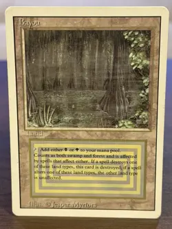 Bayou Revised Rare Dual Land MP Mtg Vintage Magic The Gathering Vertical Flaw - Image 1