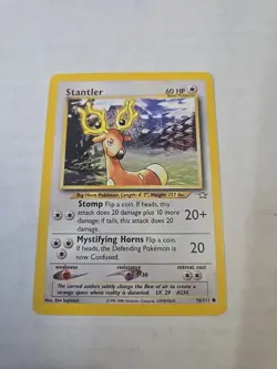 Stantler 76/111 Unlimited Neo Genesis Pokemon Card Common - Image 1