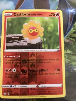 Pokemon - CASTFORM SUNNY FORM 022/198 - Reverse Holo - Chilling Reign - NM/M-New - Image 1