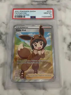 Pokemon Sword & Shield Shining Fates Full Art Poke Kid #070 PSA 10 2021 English - Image 1