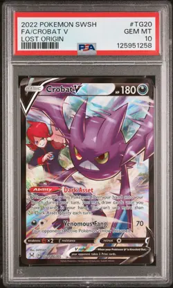 2022 POKEMON SWORD & SHIELD LOST ORIGIN #TG20 FULL ART/CROBAT V PSA 10 - Image 1