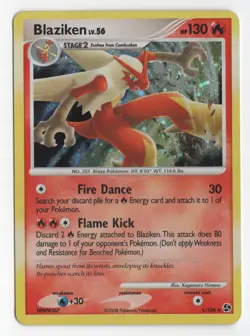 Pokemon TCG Blaziken LV.56 Holo Rare Card 1/106 Great Encounters 2008 NM - Image 1