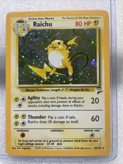 Pokemon TCG Raichu Base Set Holo Shadowless Rare 16/130 With Swirl - Image 3