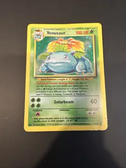 Venusaur Pokemon Card Unlimited Base Set - Holo Rare - MP Condition - 15/102 - Image 1