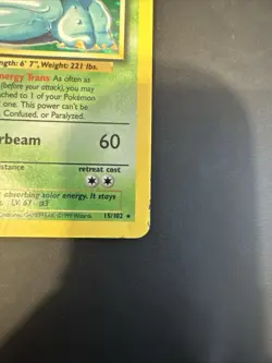 Venusaur Pokemon Card Unlimited Base Set - Holo Rare - MP Condition - 15/102 - Image 2