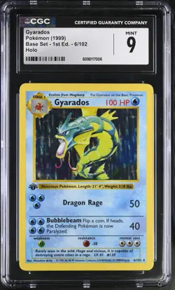 CGC 9 MINT Gyarados 1999 Base Set 1st Edition Shadowless 6/102 Holo Pokemon Card - Image 1