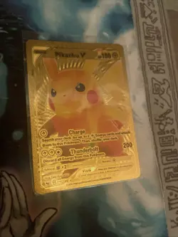 Pikachu V Gold Foil Fan Art Textured Collector Pokemon Card 170/185 HP190 P2 - Image 1