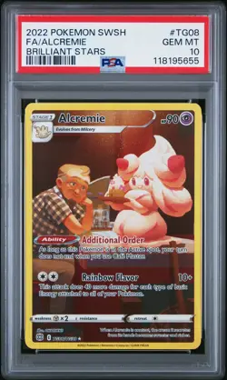 2022 POKEMON SWORD & SHIELD BRILLIANT STARS #TG08 FULL ART/ALCREMIE PSA 10 - Image 1