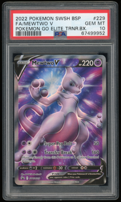 2022 POKEMON SWSH BLACK STAR PROMO POKEMON GO ETB #229 MEWTWO V PSA 10 - Image 1