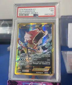 2016 POKEMON XY BREAKPOINT SECRET #123 FULL ART/GYARADOS EX PSA 7 - Image 1