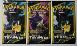 Pokemon Sun and Moon Team Up 3 Card Mini Booster Pack (2019) Factory Sealed - Image 1