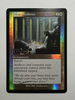 Ravnica Remastered MTG Blind Obedience RVR Foil Serialized /500 Mint No Play - Image 1