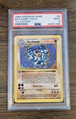 1999 POKEMON BASE SET 1ST EDITION #8 MACHAMP-HOLO PSA 9 - Image 1
