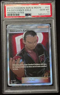 FULL ART/GIOVANNI'S EXILE PSA 10 - POKEMON SUN & MOON HIDDEN FATES #67 - Image 1