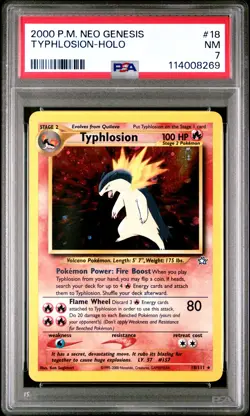 2000 POKEMON NEO GENESIS #18 TYPHLOSION-HOLO PSA 7 - Image 1