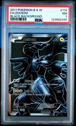 2011 POKEMON B&W BLACK BACKGROUND #114 FULL ART/ZEKROM PSA 7 - Image 1