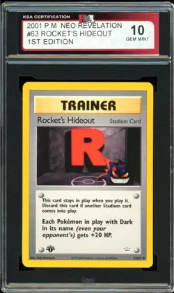 2001 Pokemon Neo Revelation #63 Rocket's Hideout 1st Edition KSA 10 Gem Mint - Image 1
