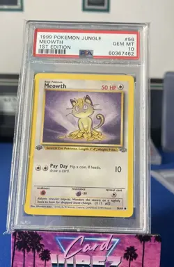 1999 Pokemon Jungle 1st Edition #56 Meowth PSA 10 - Image 1