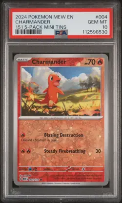 2024 POKEMON MEW EN-151 151 5-PACK MINI TIN #004 CHARMANDER PSA 10 - Image 1