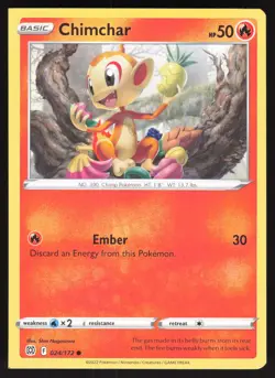 Chimchar 024/172 Pokemon Brilliant Stars NM ERROR SQUARE CUT - Image 1