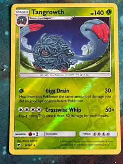 POKEMON TANGROWTH 8/147 RARE REVERSE HOLOFOIL BURNING SHADOWS NM CARD - Image 1