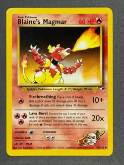 Blaine's Magmar 37/132 Gym Heroes Series Uncommon Basic Pokemon Card 2000 NM - Image 1