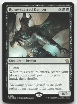 MTG Rune-Scarred Demon 0184 | FOIL RARE | NM Near Mint | FDN | 2024 - Image 1
