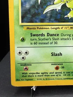 Pokemon TCG WOTC Jungle Scyther 10/64 NO SYMBOL ERROR Holo Rare Unlimited HP - Image 5