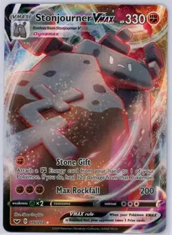 Pokemon TCG Stonjourner VMAX 116/202 Sword & Shield Base Set Ultra Rare - Image 1