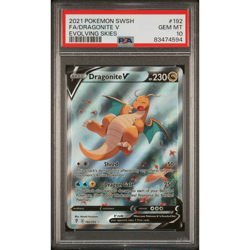 Pokemon TCG Evolving Skies Dragonite V Alt Art 192/203 Ultra Rare PSA 10 Gem MT - Image 1