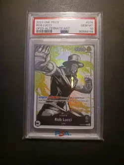 One Piece Card Game TCG Rob Lucci OP03-076 Alt Art Leader PSA 10 - Image 1
