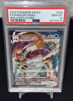 2022 Pokemon SWSH FA Kingler VMAX Brilliant Stars Card 029/172 PSA Gem MT 10 - Image 1