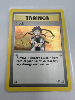 Pokemon TCG Card Brock Gym Heroes 2000 Unlimited Holo Rare, Card 15/132 Swirl - Image 1