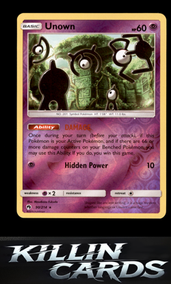 Reverse Holofoil Unown (90) 90/214 Pokemon Rare SM - Lost Thunder Card NM - Image 1