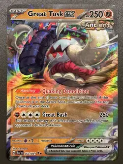 Pokemon TCG Great Tusk ex 053/091 Paldean Fates Double Rare Holo - Image 1