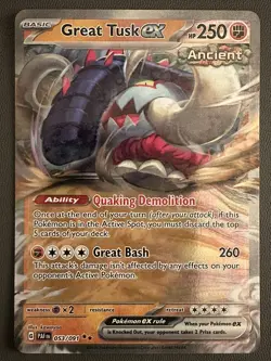 Pokemon TCG Great Tusk ex 053/091 Paldean Fates Double Rare Holo - Image 2