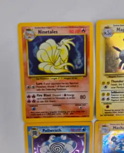 Pokemon Base Set Holo Lot "Ninetales, Magneton, Poliwrath; Machamp" (M.Played) - Image 4