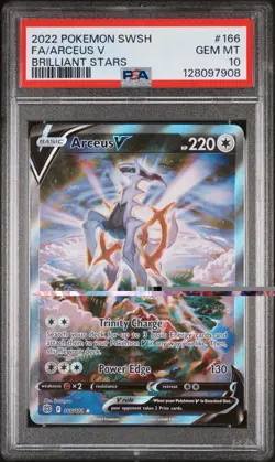 2022 POKEMON SWORD & SHIELD BRILLIANT STARS #166 FULL ART/ARCEUS V PSA 10 - Image 1