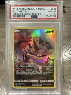2019 Pokemon Sun and Moon Cosmic Eclipse Torkoal Secret Rare #237 PSA 10 - Image 1