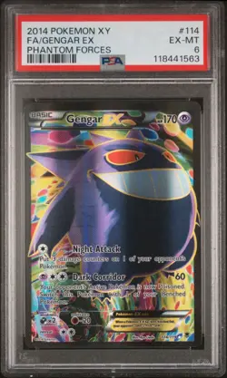 2014 POKEMON XY PHANTOM FORCES #114 FULL ART/GENGAR EX PSA 6 REGRADEUU - Image 1