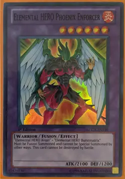 YuGiOh Elemental Hero Phoenix Enforcer Super Rare 1st Edition LCGX-EN138 - Image 1