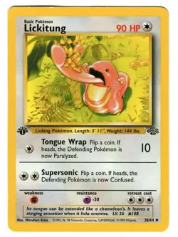 Vintage 1999 First Edition LICKITUNG 38/64 Uncommon POKEMON Card (Jungle Set) - Image 1
