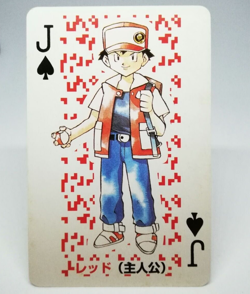 Red J Heart Pokemon playing card Red＆green Charizard Back Nintendo JAPAN - Image 1