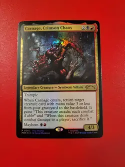 *Foil* Carnage, Crimson Chaos Play Promo. LP or better. MtG. Magic. Spider-Man. - Image 1