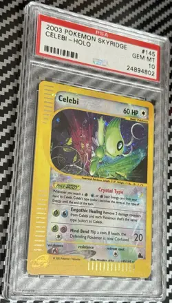 2003 Pokemon Skyridge # 145 Celebi Holo PSA 10 GEM MINT! Crystal Swirl Trusted! - Image 3