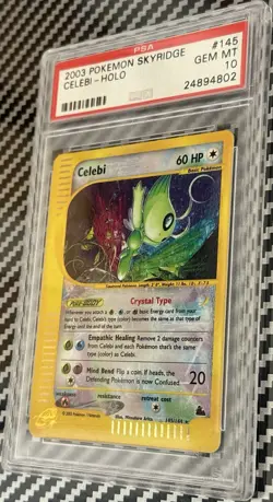 2003 Pokemon Skyridge # 145 Celebi Holo PSA 10 GEM MINT! Crystal Swirl Trusted! - Image 4
