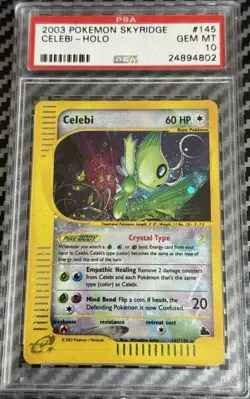 2003 Pokemon Skyridge # 145 Celebi Holo PSA 10 GEM MINT! Crystal Swirl Trusted! - Image 5