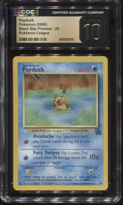 PSYDUCK #20 BLACK STAR PROMO CGC 10 PRISTINE 2000 POKEMON LEAGUE CARD - Image 1