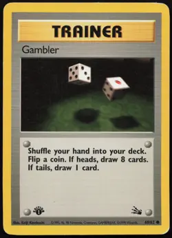 Gambler [1st Edition] #60 Fossil Pokemon Card - Image 1
